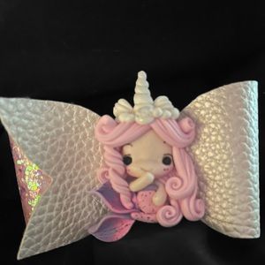 Mermaid unicorn faux leather bow